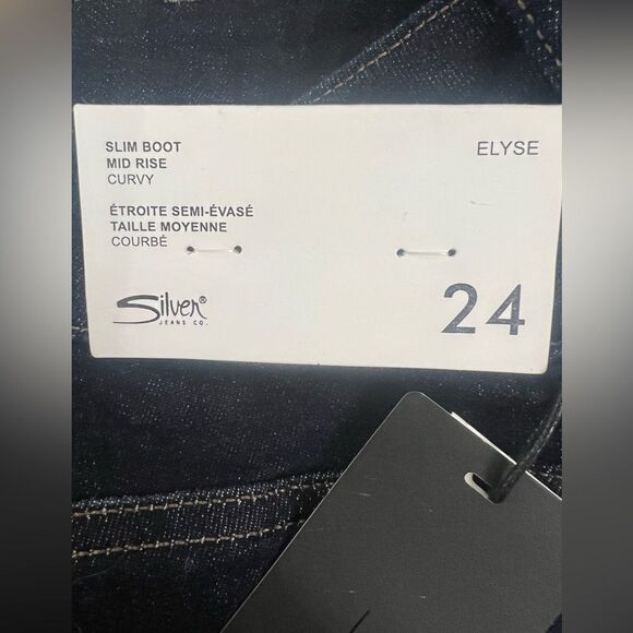 Silver jeans Elyse slim boot jeans size 24 indigo New eliminates muffin top - Picture 4 of 5